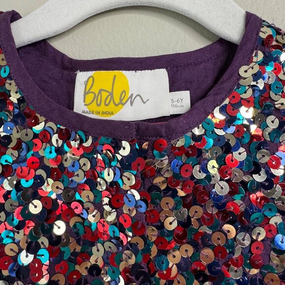 MINI BODEN Sequin Romper Girls 5-6 116cm Purple Multicolor Sequins Playsuit EUC - Picture 4 of 5
